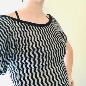 Black and White Crochet Crop-Top